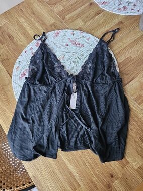 Victorias Secret Black Lace-Trim Camisole - Intimates
